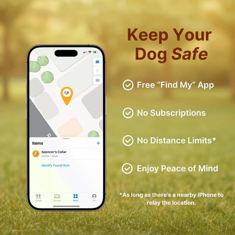 Premium Leather Dog Collar with AirTag Holder – Keep Your Dog Safe with Wander Safe