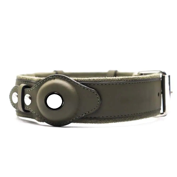 Premium Leather Dog Collar with AirTag Holder – Keep Your Dog Safe with Wander Safe