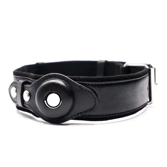 Premium Leather Dog Collar with AirTag Holder – Keep Your Dog Safe with Wander Safe
