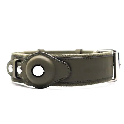 Premium Leather Dog Collar with AirTag Holder – Keep Your Dog Safe with Wander Safe